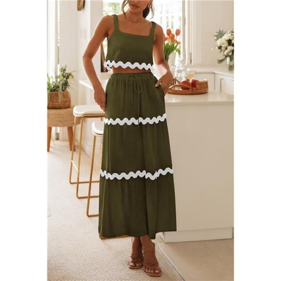 NEW Women's 2-Piece Summer Beach Outfit – Sleeveless Cropped - Picture 3 of 6